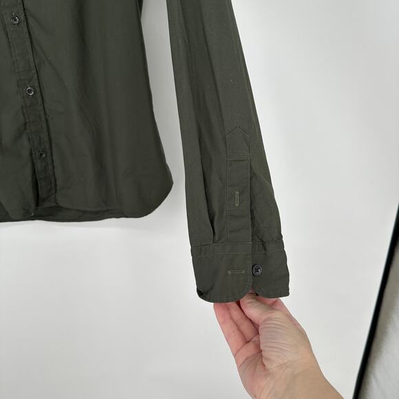 Allsaints Ramskull Embroidered Button Front Dark Green Shirt Mens Large - Picture 3 of 6